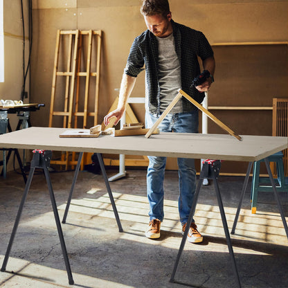 2 Pack Portable Saw Horse Work Table with Quick Open Legs and Support Arms