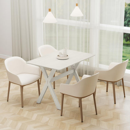 Modern Dining Table Wooden Kitchen Table with X-shaped Frame and with Wood Grain Texture Tabletop
