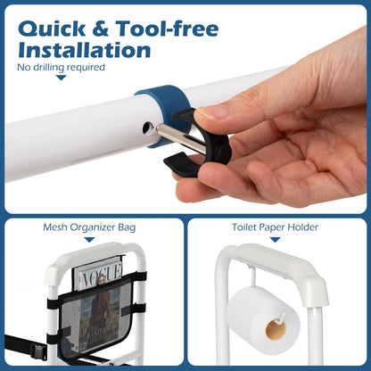 Adjustable Height and Width Toilet Safety Rails with Non-Slip Grip and Suction Legs