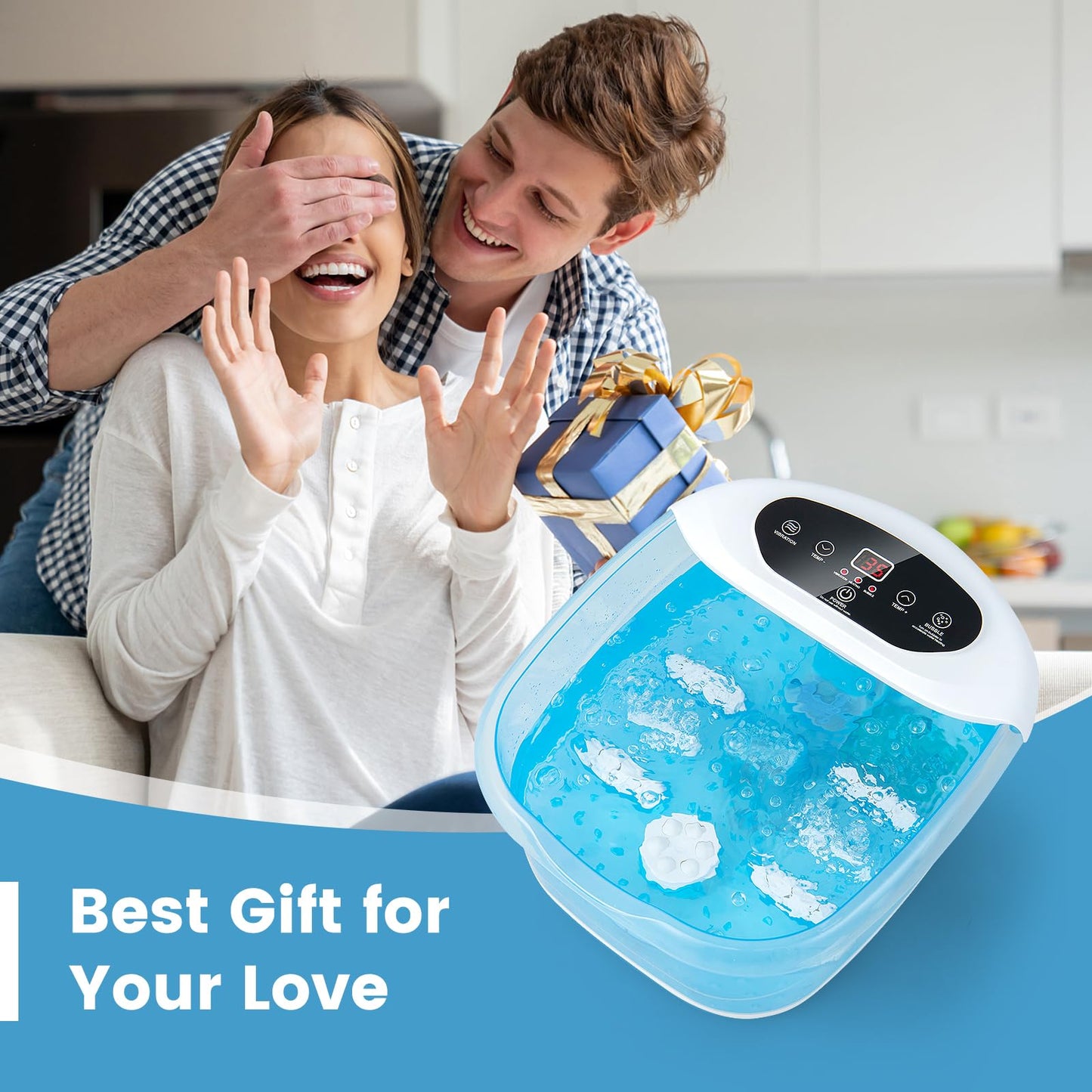 Foot Spa Massager with Removable Pedicure Stone