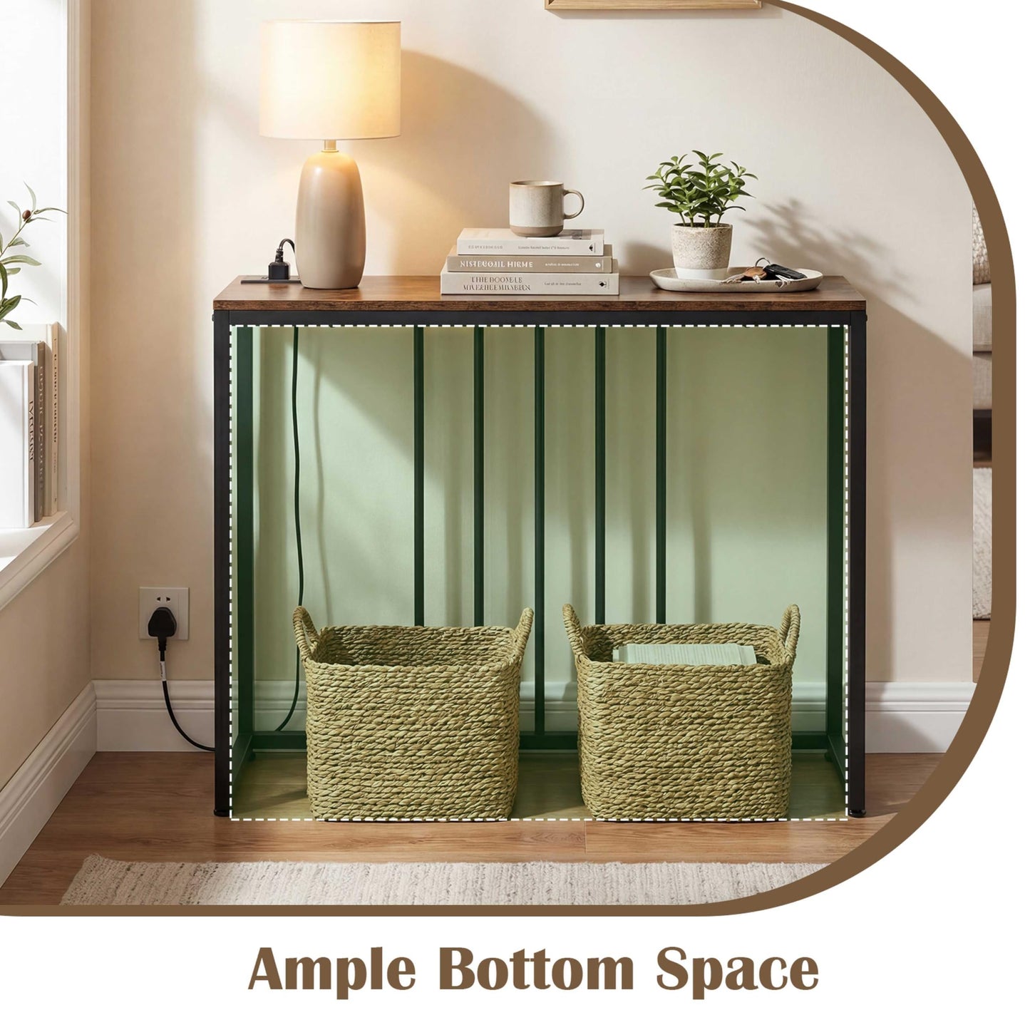 Console Table with Charging Station and Power Outlets for Hallway