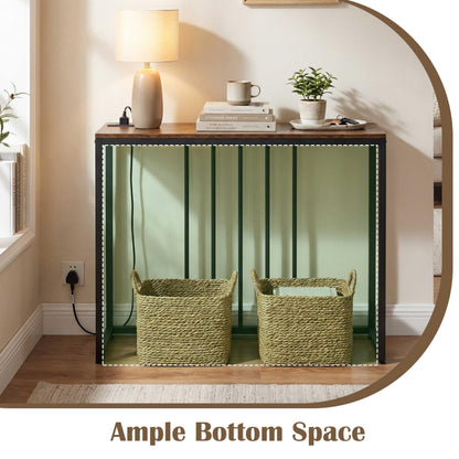 Console Table with Charging Station and Power Outlets for Hallway