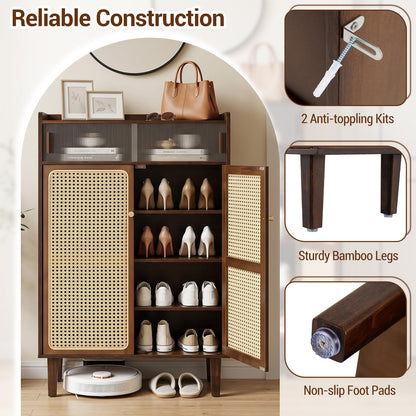 Bamboo Shoe Cabinet, 6-Tier Shoe Storage Cupboard