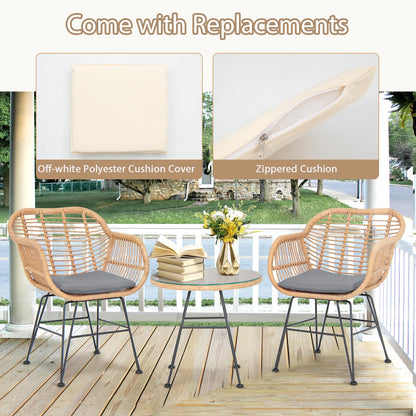 String Patio Bistro Set with Tempered Glass Table and 2 Chairs