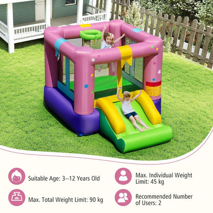 Inflatable Bounce House with Slide and Basketball Rim Without Blower