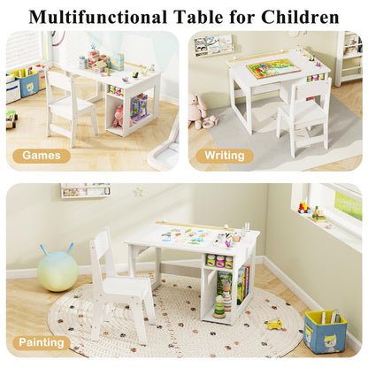 Toddler Craft Play Study Drawing Desk with Paper Roll 4 Paint Cups