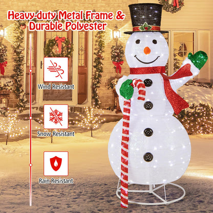 150 cm Large White Pre-lit Lighted Snowman Christmas Decoration