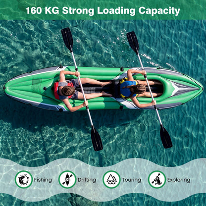 2 Person Inflatable Kayak, Portable Sit in Canoe with Removable Seats, Aluminum Paddles and Pump, Blow up Boat Set