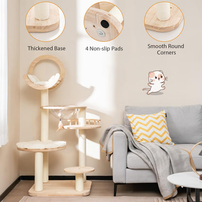 Convertible Cats Climbing Tower with Scratching Posts & Space Capsule Bed