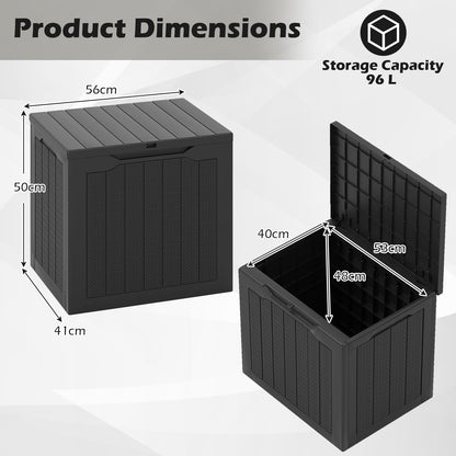 96L Outdoor Storage Box with Lockable Lid and Wicker-Woven Texture