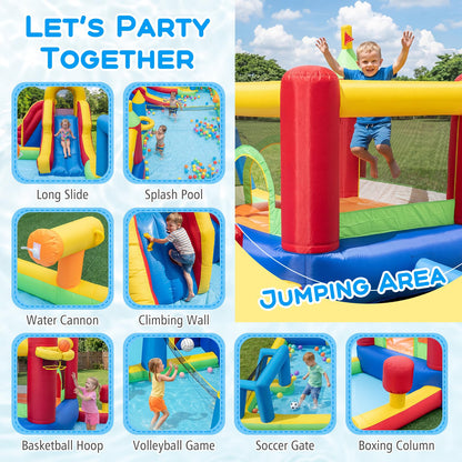 Maxmass Kids Water Park, Inflatable Bounce House with Splash Pool,Climbing Wall, Slide