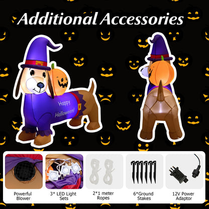 Long Halloween Inflatable Dachshund Dog with Pumpkin