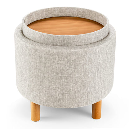 Modern Round Padded Storage Ottoman with Hidden Storage Space