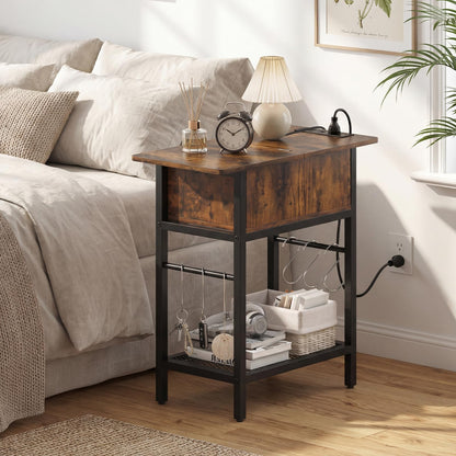 Narrow End Table Skinny Sofa Side Table for Small Space