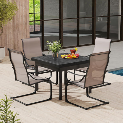 Outdoor C-Spring Garden Chairs Set of 2 with High Backrest