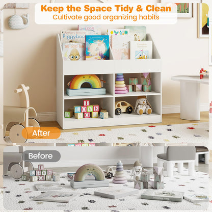 Kids Bookshelf, Wooden Toddler Toy Organizer