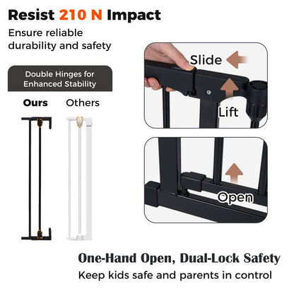 3 Panel Foldable Pet Gate, Pressure Baby Gate with One-hand Opening