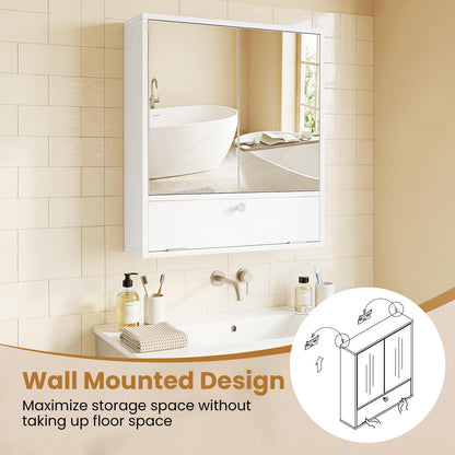 Bathroom Mirror Cabinet, Wall Mounted Storage Cupboard
