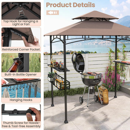 Fire Resistant Waterproof Outdoor BBQ Shelter with 2 Side Shelves