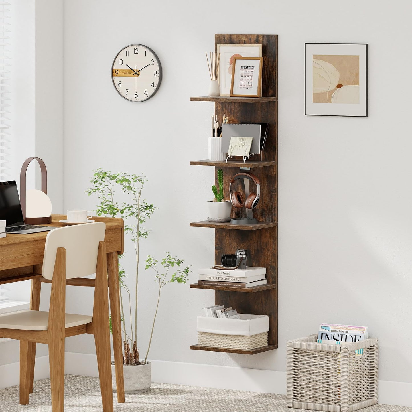 Wall Mounted Bookcase Shelving Unit, Wooden Storage Bookshelf