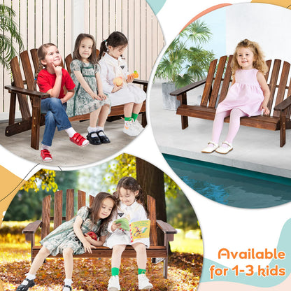 Kids 2-Seat Fir Wood Adirondack Chair with High Backrest