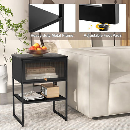 3-Tier Side Table with Storage Shelf for Living Room and Bedroom