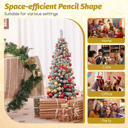 120/150 CM Snow Flocked Artificial Christmas Tree with 240/328 Branch Tips