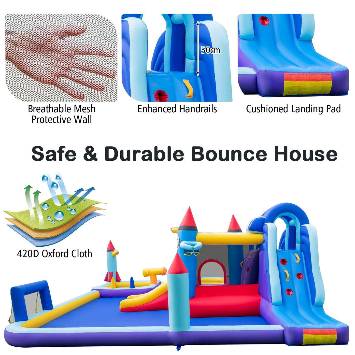 Rocket Theme Inflatable Water Slide Park with 2 Slides