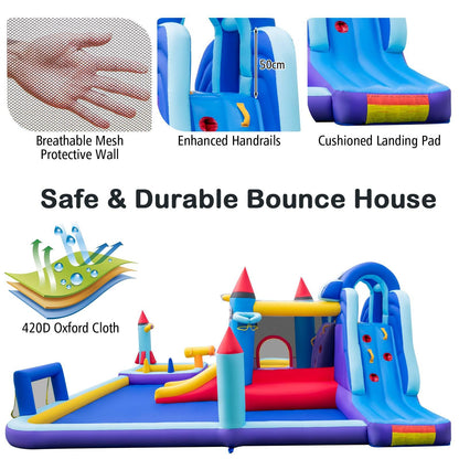 Rocket Theme Inflatable Water Slide Park with 2 Slides