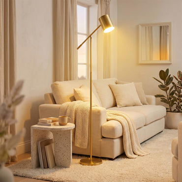 Metal Floor Lamp with Adjustable Height and Angle for Bedroom