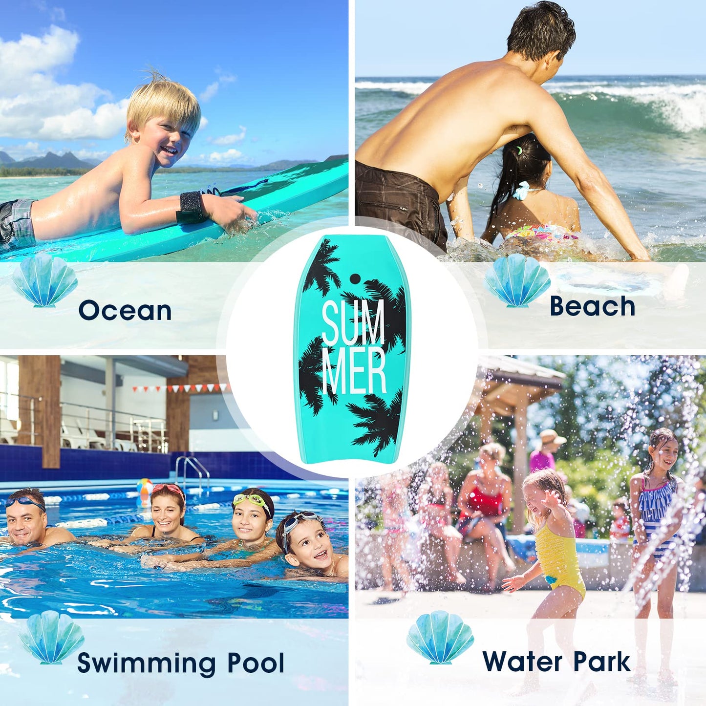 37'' Bodyboard, Lightweight Body Board with EPS Core, XPE Deck