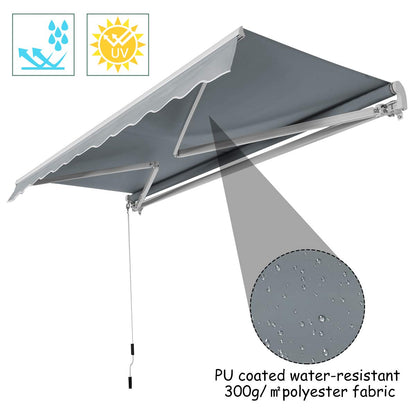 Aluminum Patio Sun Shade with Crank Handle and Water-Resistant Polyester