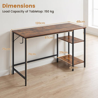 120 cm Reversible Home Office Desk with Headphone Hook and Shelves