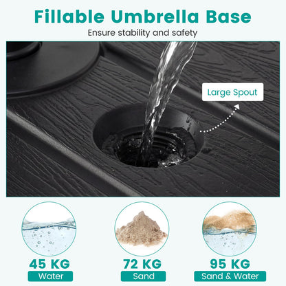 Mobile Parasol Base, 59kg/90kg Water & Sand Fillable Patio Parasol Stand