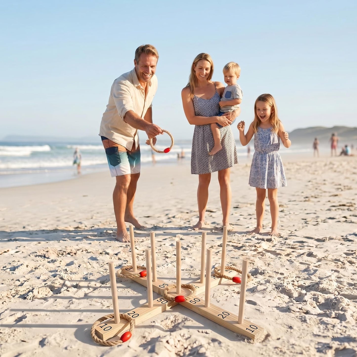 Ring Toss Game for Kids & Adults, Wooden Quoits Games Set