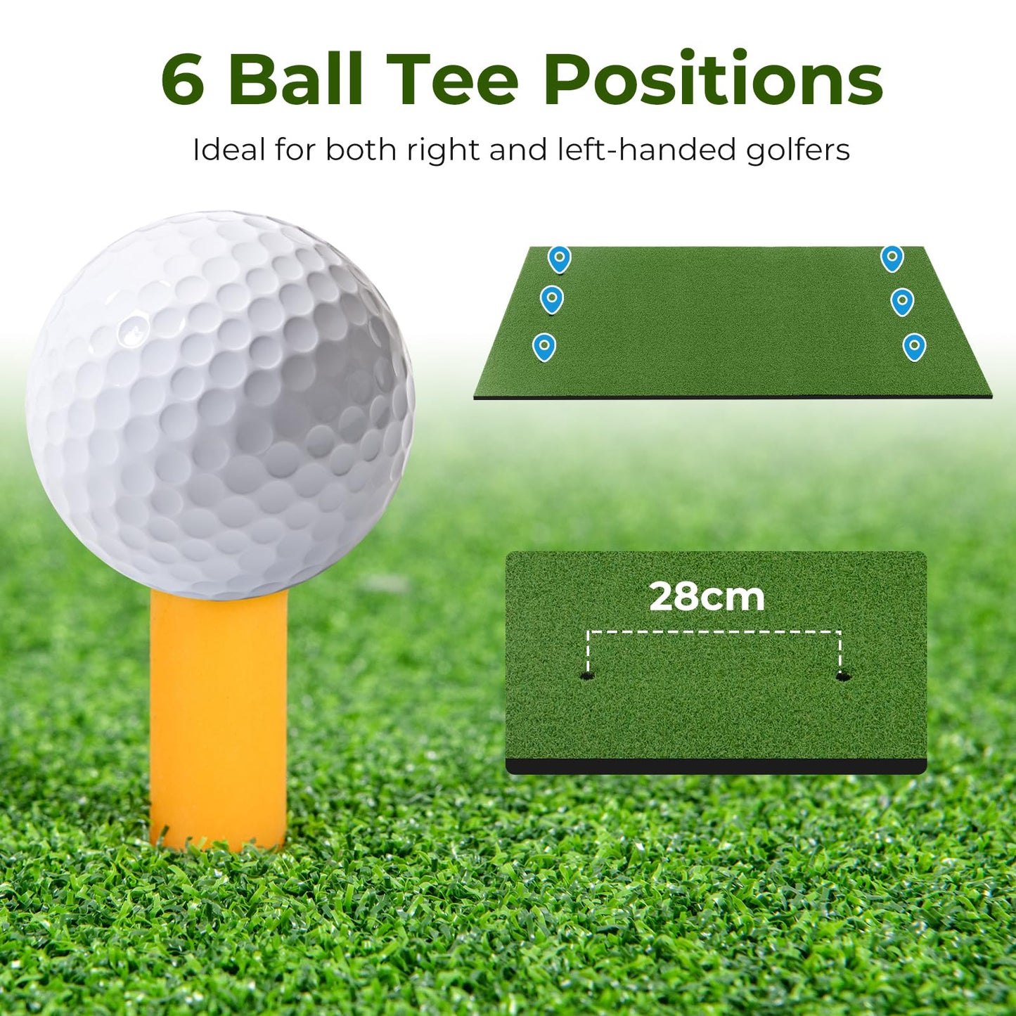 Premium Golf Practice Hitting Mat 3-In-1 with Synthetic Grass Turf