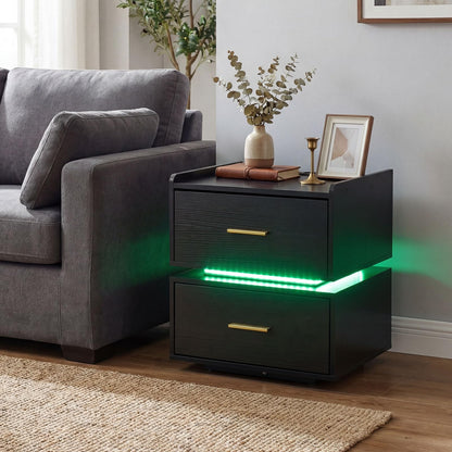 Nightstand with Charging Station and 2 Storage Drawers