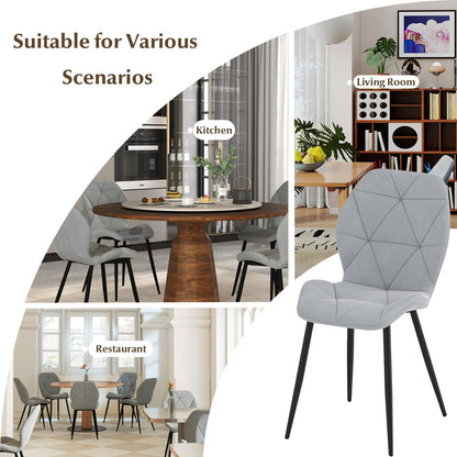 Upholstered Dining Chair Set of 4 with Ergonomic Backrest and Curved Seat