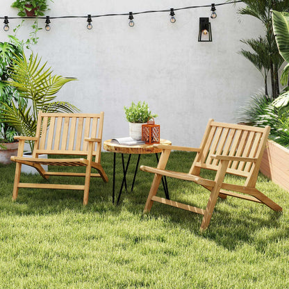 Natural Mid Century Teak Wood Outdoor Chair with Comfortable Backres