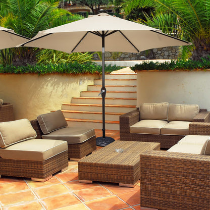 18 Solar Powered LED Lights Patio Umbrella with Tilt and Crank Handle