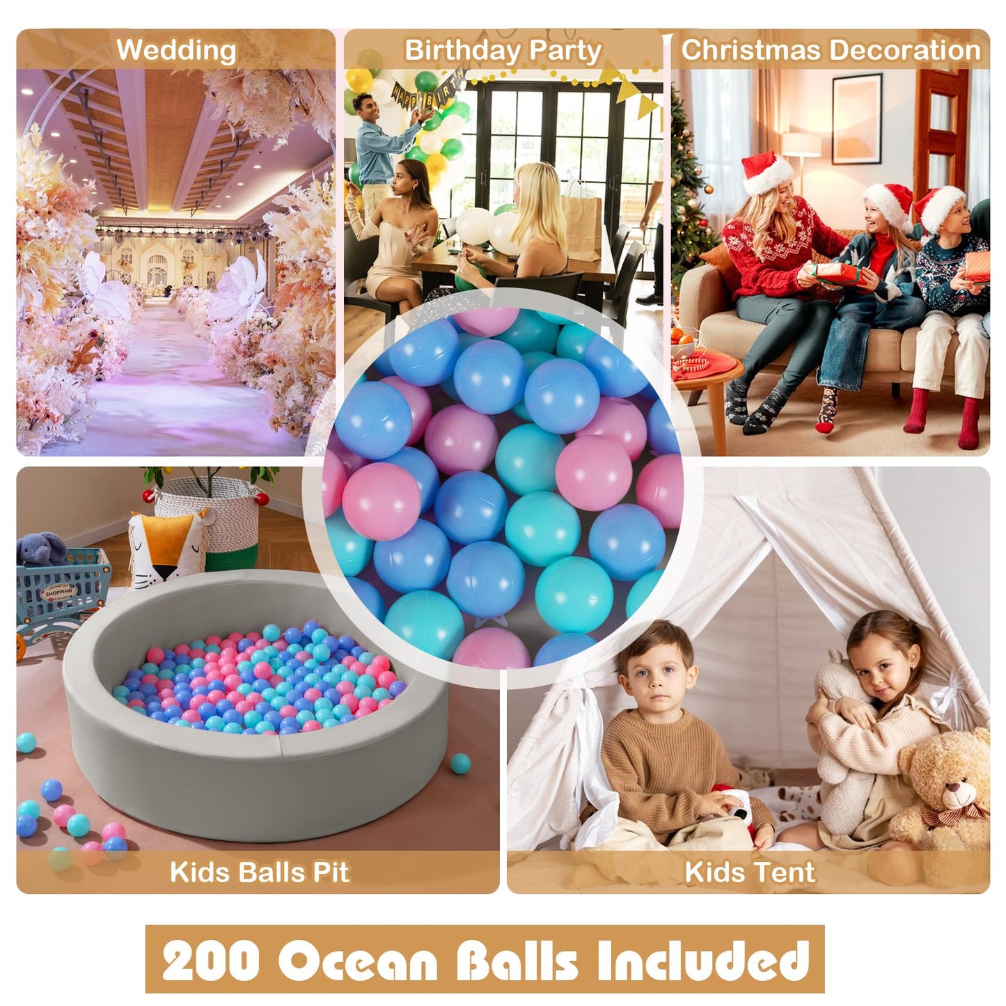 Ball Pit for Toddlers Baby Foam Ball Pit with Ocean Balls Soft Round Kids Ball Pool