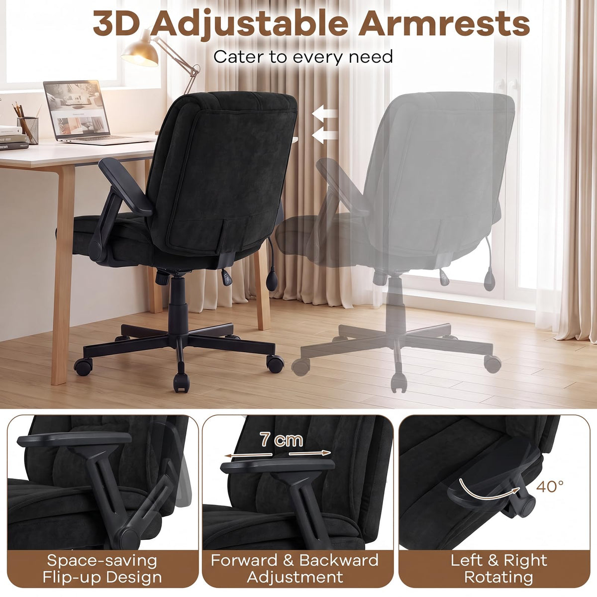 Criss Cross Home Office Chair with Airbag Lumbar Support and Wide Seat Adjustable Height