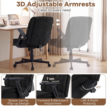 Criss Cross Home Office Chair with Airbag Lumbar Support and Wide Seat Adjustable Height