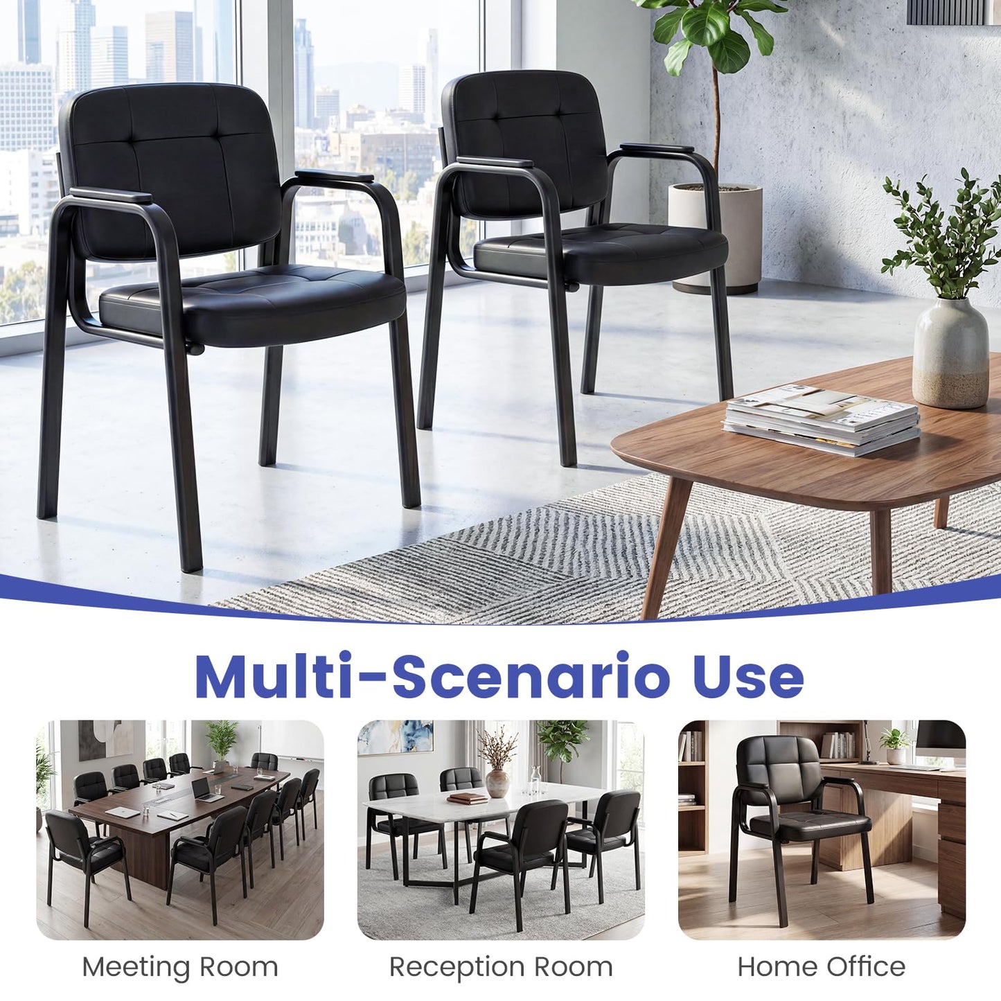 2 PCS Executive Office Chairs, PU Leather Reception Chairs
