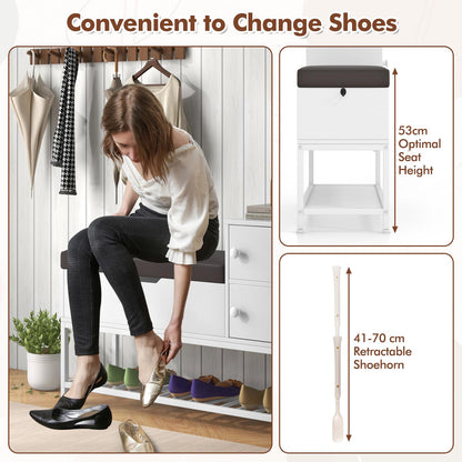 Entryway Shoe Storage Bench Cabinet Shoes Organizer Unit