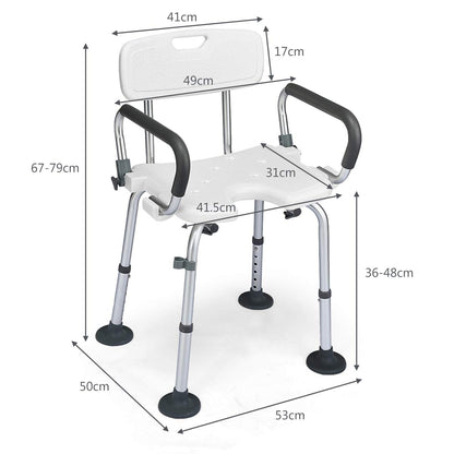 Height Adjustable Tub Shower Seat with U-Shaped Seat and Shower Buckle