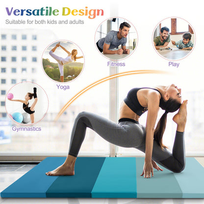 Gymnastics Mat Tri-Fold Thick Tumbling Mat with Hook and Loop Fasteners