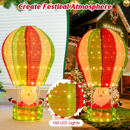 Lighted Santa in Hot Air Balloon with LED Lights and Pop-up Design