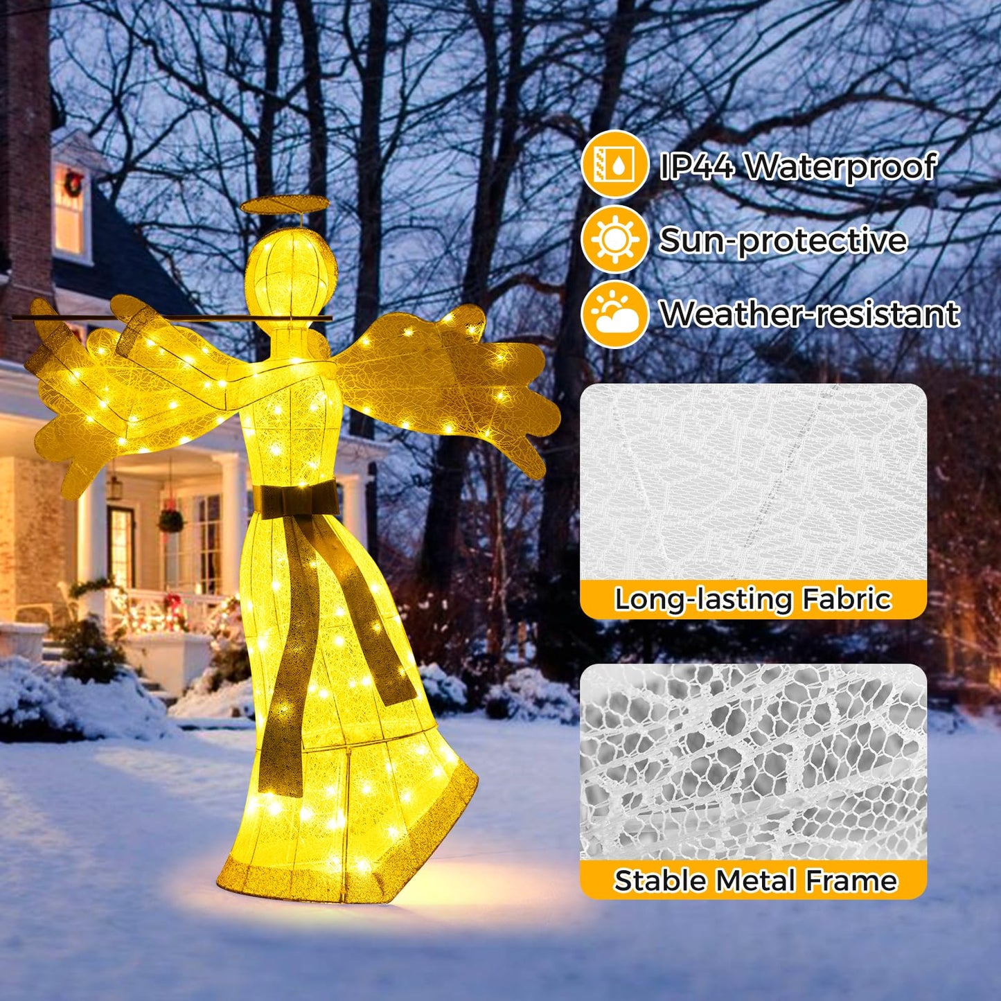 1.5 M Lighted Christmas Angel with 100 LED Lights and Zip Ties