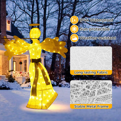 1.5 M Lighted Christmas Angel with 100 LED Lights and Zip Ties